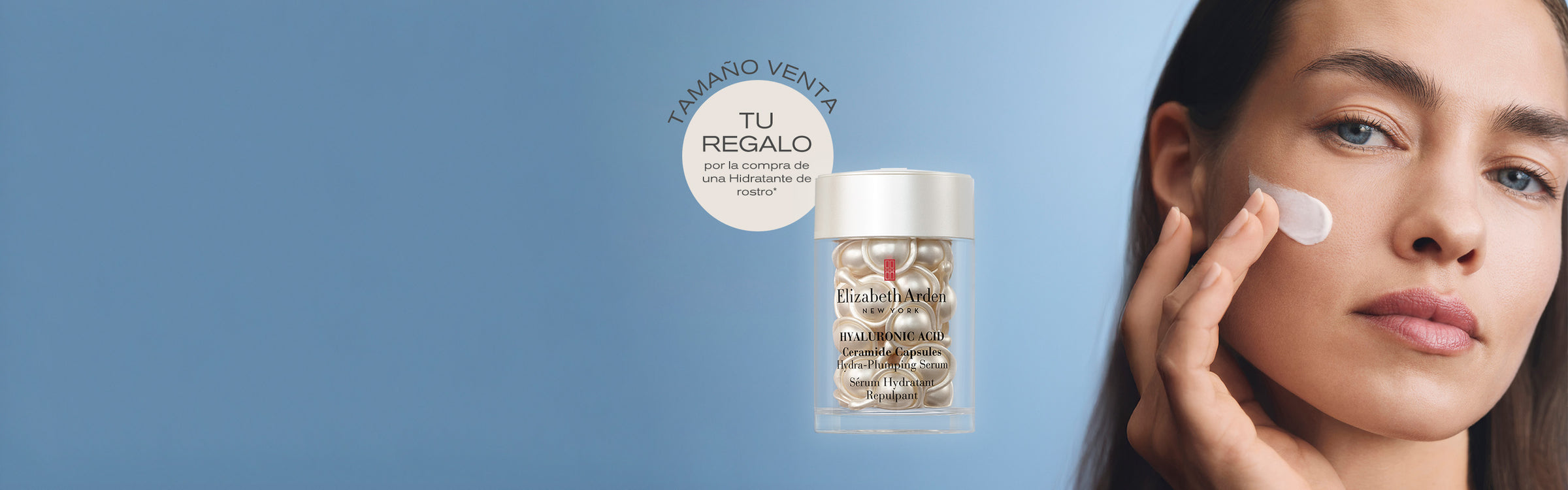 modelo con crema y regalo acido hialuronico